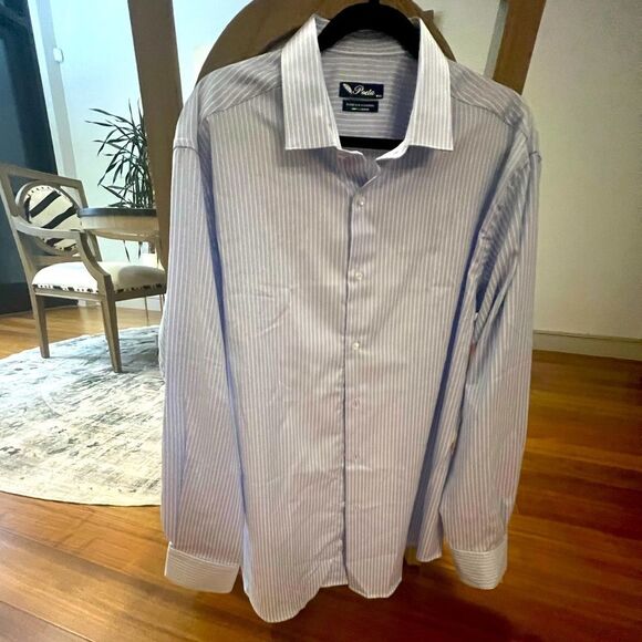 Poeta men’s blue and white striped button-down size XXL - Picture 1 of 7